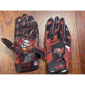 Tampa Bay Buccaneers NFL Team Logo Stretch Youth Receiver Gloves Black / Red
